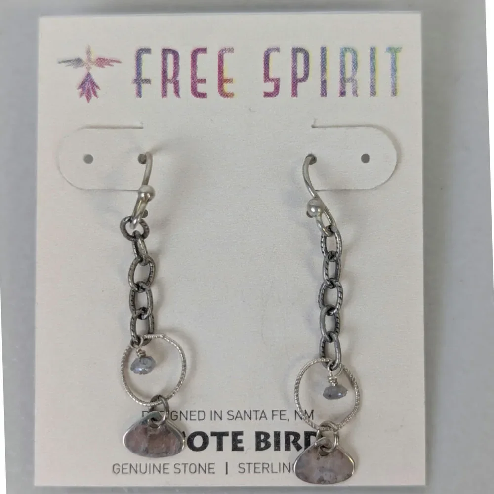 Peyote Bird Sterling Silver Drop Earrings Dangle Chain Boho Hippie Western NWT